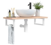 vidaXL Estante de lavabo de pared de acero y madera maciza de roble