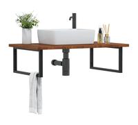 vidaXL Estante de lavabo de pared de acero y madera maciza de roble