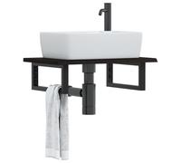 vidaXL Estante de lavabo de pared de acero y madera maciza de roble