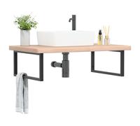 vidaXL Estante de lavabo de pared de acero y madera maciza de roble