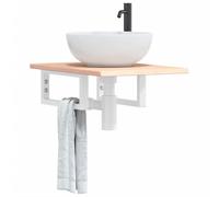 vidaXL Estante de lavabo de pared de acero y madera maciza de roble