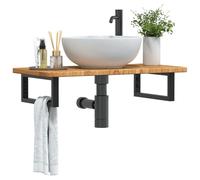 vidaXL Estante de lavabo de pared de acero y madera maciza de roble