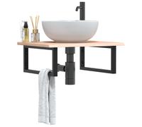 vidaXL Estante de lavabo de pared de acero y madera maciza de roble