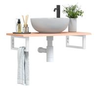 vidaXL Estante de lavabo de pared flotante – Acero y madera maciza de roble, organizador compacto