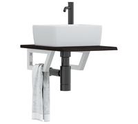 vidaXL Estante de lavabo de pared de acero y madera maciza de roble