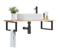 vidaXL Estante de lavabo de pared de acero y madera maciza de roble – organizador compacto