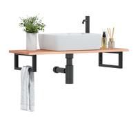 vidaXL Estante de lavabo de pared - Acero y madera maciza de roble