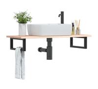 vidaXL Estante de lavabo de pared de acero y madera maciza de roble
