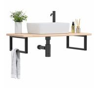 vidaXL Estante de lavabo de pared de acero y madera maciza de roble