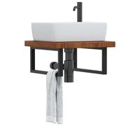vidaXL Estante de lavabo de pared de acero y madera maciza de roble