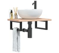 vidaXL Estante de lavabo de pared de acero y madera maciza de roble