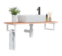 vidaXL Estante de lavabo de pared de acero y madera maciza de roble
