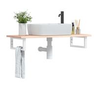 vidaXL Estante de lavabo de pared de acero y madera maciza de roble