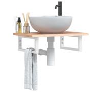 vidaXL Estante de lavabo de pared de acero y madera maciza de roble