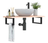 vidaXL Estante de lavabo de pared de acero y madera maciza de roble