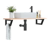 vidaXL Estante de lavabo de pared de acero y madera maciza de roble