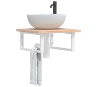 vidaXL Estante de lavabo de pared de acero y madera maciza de roble