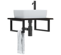vidaXL Estante de lavabo de pared de acero y madera maciza de roble