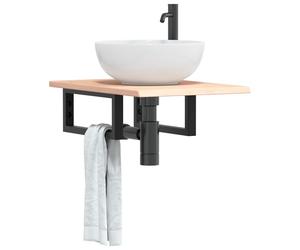 vidaXL Estante de lavabo de pared de acero y madera maciza de roble