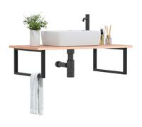 vidaXL Estante de lavabo de pared de acero y madera maciza de roble en color marrón oscuro y negro/Marrón y negro/marrón claro y negro | práctico organizador multiusos diseño compacto funcional