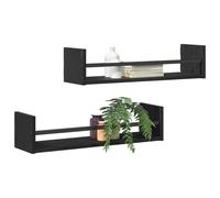 vidaXL Estante de Pared 2 pcs Roble Negro 60 x 16 x 14 cm, Estante Rectangular Moderno, solución de Almacenamiento Chic, Ahorra Espacio, Display Funcional para Sala