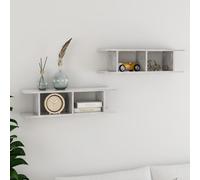 vidaXL Estante de pared 2 uds contrachapada gris hormigón 75x18x20 cm