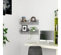 vidaXL 2X Estantes de Pared Repisa Flotante Balda Salón Sala de Estar Estudio Exhibición Colgante Decoración Contrachapada Gris Hormigón 80x11,5x18 cm
