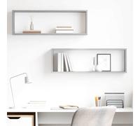 vidaXL Estante de pared 2 uds contrachapado gris hormigón 80x15x26,5cm