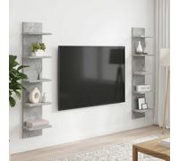 vidaXL Estante de pared 2 uds. Gris Hormigón 22 x 15 x 100 cm