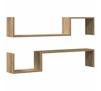 vidaXL Estante de pared 2 uds madera 100x15x20 cm en color Roble artisan/Madera antigua | práctico organizador multiusos diseño compacto funcional