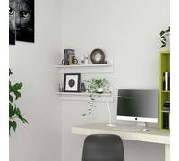 vidaXL Estante de pared 2 uds madera contrachapada blanco 80x11,5x18cm