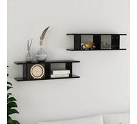 vidaXL Estante de pared 2 uds madera contrachapada negro 75x18x20 cm