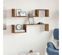 vidaXL Estante de pared 2 uds madera ingeniería envejecida 100x15x20cm