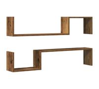 vidaXL Estante de Pared 2 uds Madera ingeniería Envejecida 100x15x20cm, Estante Flotante, estantería de Pared, estantería de lavadero