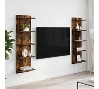 vidaXL Estante de pared 2 uds. Roble Ahumado 30 x 15 x 100 cm