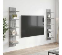 vidaXL Estante de pared 2 uds. Sonoma gris 22 x 15 x 100 cm