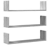 vidaXL Estante de pared 3 uds – Estante flotante madera de ingeniería 80x18x18 cm Gris Sonoma