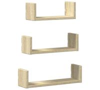 vidaXL Estante de Pared 3 Unidades Madera de ingeniería Roble Sonoma, Estante Flotante, Estante de exhibición de Pared