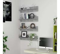 vidaXL 4X Estantes de Pared Repisa Flotante Balda Salón Sala de Estar Estudio Exhibición Colgante Decoración Contrachapada Gris Hormigón 80x11,5x18 cm