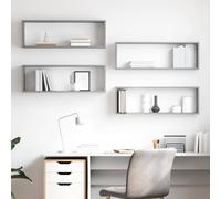 vidaXL Estante de pared 4 uds contrachapado gris hormigón 80x15x26,5cm
