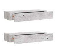 vidaXL Estante de Pared con cajón 2 uds MDF Gris hormigón 60x23,5x10cm