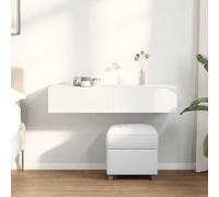 vidaXL Estante de pared con cajones de madera contrachapada blanco