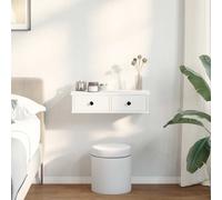 vidaXL Estante de pared con cajones de madera contrachapada blanco