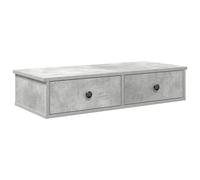 vidaXL Estante de Pared con cajones Madera contrachapada Gris hormigón, Estante de Pared con gabinete, gabinete de Almacenamiento montado en la Pared, Unidad de Almacenamiento de Pared