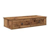 vidaXL Estante de Pared con cajones Madera contrachapada Madera Vieja, Estante de Pared con gabinete, gabinete de Almacenamiento montado en la Pared, Unidad de Almacenamiento de Pared