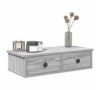 vidaXL Estante de Pared con cajones Madera contrachapada Roble Ahumado, Estante de Pared con gabinete, gabinete de Almacenamiento montado en la Pared, Unidad de Almacenamiento de Pared
