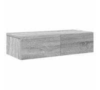 vidaXL Estante de Pared con cajones Madera contrachapada Roble Ahumado, Estante de Pared con gabinete, gabinete de Almacenamiento montado en la Pared, Unidad de Almacenamiento de Pared