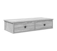 vidaXL Estante de Pared con cajones Madera contrachapada Roble Ahumado, Estante de Pared con gabinete, gabinete de Almacenamiento montado en la Pared, Unidad de Almacenamiento de Pared