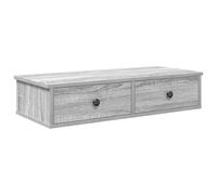 vidaXL Estante de Pared con cajones Madera contrachapada Roble Ahumado, Estante de Pared con gabinete, gabinete de Almacenamiento montado en la Pared, Unidad de Almacenamiento de Pared
