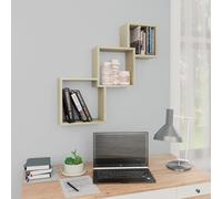 vidaXL Estante de pared de cubo contrachapada color roble 68x15x68cm